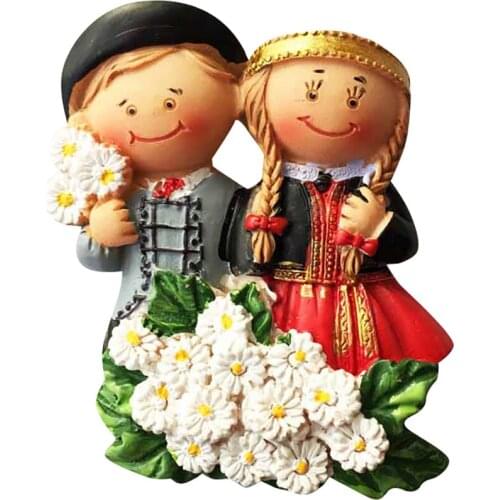 Lychee European Austrian Fridge Magnet Folk Couple Refrigerator Magnetic Sticker Travel Souvenirs Home Decoration