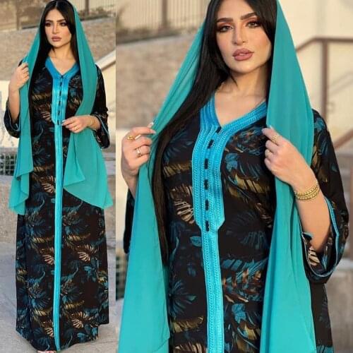 Islamic Muslim Womens Arabic Black Background Robe Abaya Robe Muslim Ramadan Abaya Dubai 2021 Without Turban Muslim Apparel