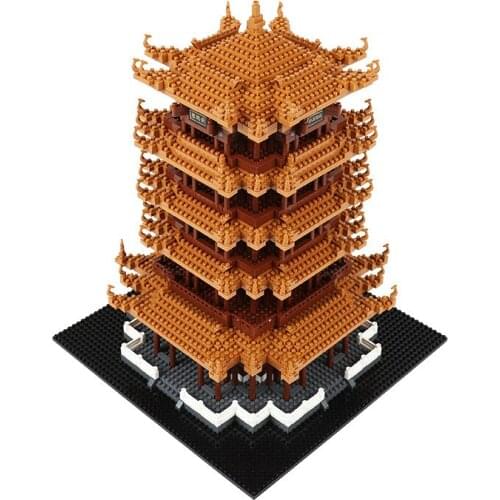 Chinese Street Building The Yellow Crane Tower Set 4032pcs Assembly Christmas Toys Model diamond Building Blocks Bricks Kids