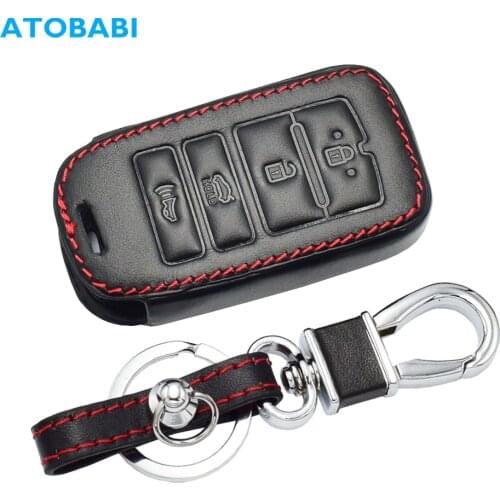 Leather Car Key Case For Kia Sorento K900 New K7 Cadenza 2017 2018 2019 4 Buttons Smart Remote Fob Protector Cover Accessories