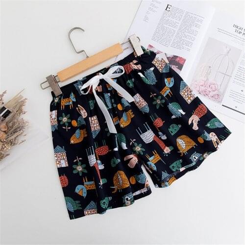Summer Women Sleep Short Pants Thin Pajamas Home Beach Bottoms Lounge Sleepwear Loose Large Size Printing Pijama Mujer Dropship