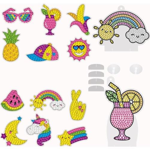 Diamond Painting Kits for Kids Cartoon Theme Stick Sun catcher Paint with Diamonds by Numbers Kit Shine Sparkle Mosaic Stickers
