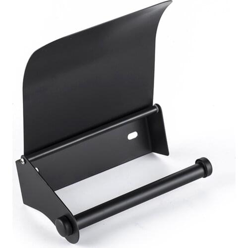 Bathroom Stainless Steel Black Toilet Roll Paper Holder Wall Mounted