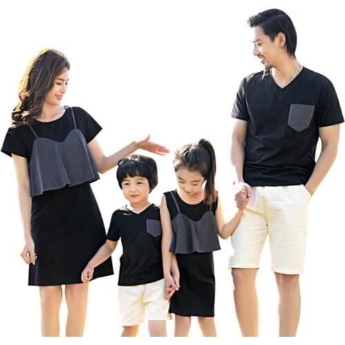 New 2021 Family Matching Outfits Mommy Daddy And Me Clothes Mother And Daughter Dress Summer Family Matching Clothes T-shirt