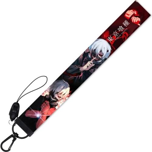New Tokyo Ghoul Short Lanyards Keychain ID Card Badge Holder Camera Mobile Phone Straps Wrist Rope Keyring Anime Webbing Keycord