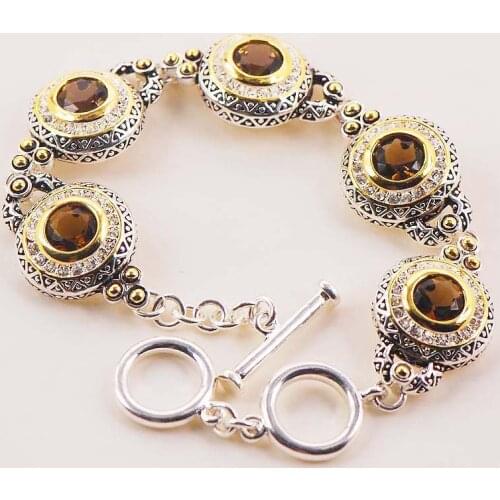 New Brown Crystal Zircon Gold Filled Fashion Jewelry Bracelet 8"