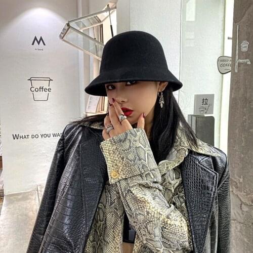 Autumn Winter Fashion Black Hats For Women Dome 100% Wool Fedoras Hat Keep Warm Casual Top Hat Pork Pie Floppy Derby Triby Hat