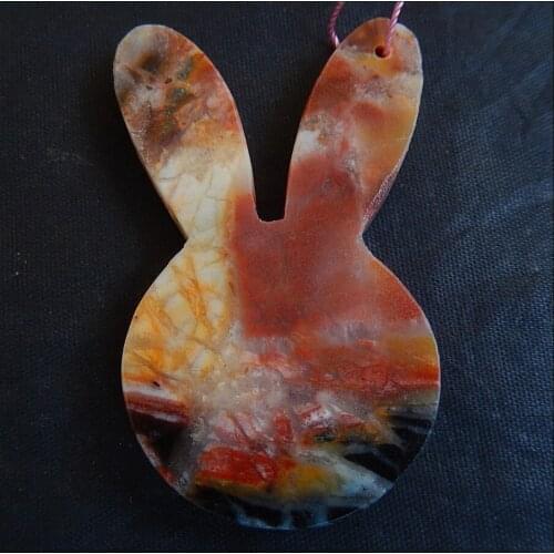 Natural Stone Carved Bunny Head Amazonite Necklace Pendant 62x38x7mm 27.67g semiprecious stone pendant carving necklace bead