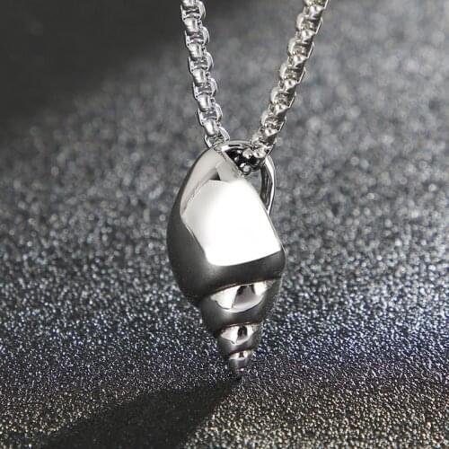 316L stainless steel necklace fashion personality domineering conch titanium steel mens pendant