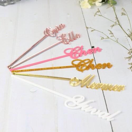 Personalized swizzle sticks table centerpiece Bridal shower Custom Mirror Gold Drink stirrers stir stick wedding Party Decor