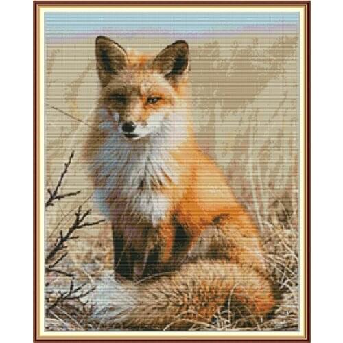 Fox 4 cross stitch kit aida 14ct 11ct count printed canvas stitches embroidery DIY handmade needlework