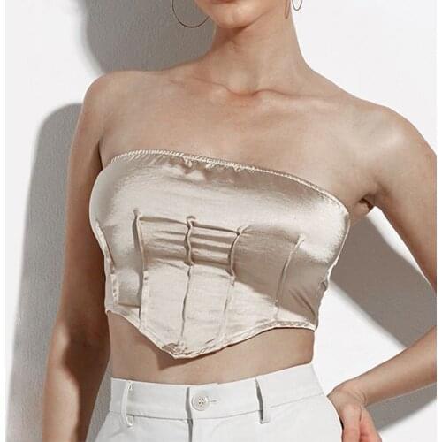 Sexy Strapless Club Party Y2k Tube Crop Top Women Fashion Backless Lace Up Bandage Bustier Summer Kawaii Cropped Top