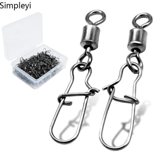 50/100pcs/box 2# 4# 6#-12#14# Fishing Snaps Fishing Swivels Connector Stainless Steel with Snap Fishhook Lure Tackle Accessorie