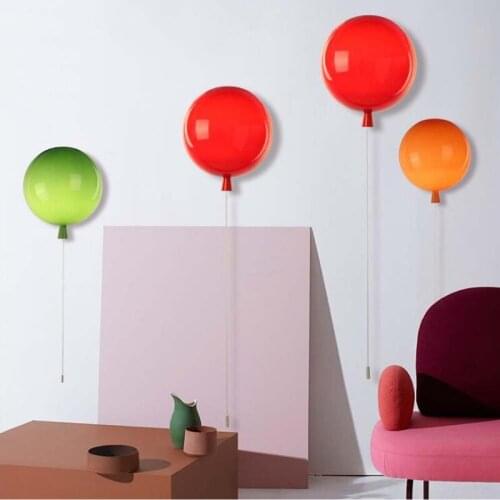 Modern Fashion Acrylic Colorful Balloon Wall Lamp 20cm Bedroom Light Kids Room Lamp Balcony Bedside Wall Sconce Art Light