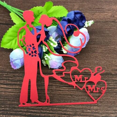 Wedding Love Cutting Dies Groom Bride Kissing Bouquets Stencils For DIY Scrapbooking Album Embossing Decor Metal Craft