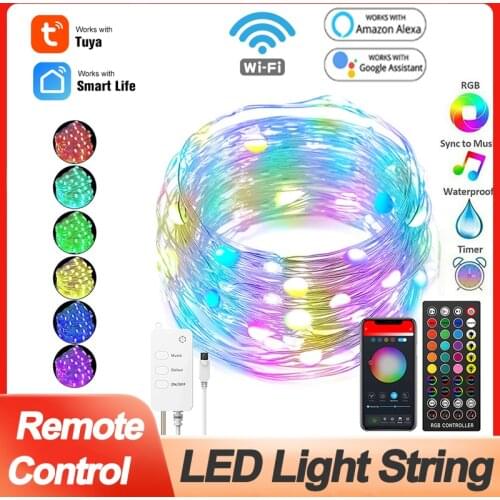 Tuya Smartlife LED String Christmas Decoration Lights RGB Fairy String Lights WIFI Bluetooth Remote Control Alexa Google Home