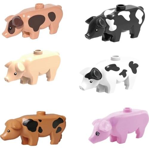 Animal Little Pig Six Colors are Available Model Suitable for Kids Educational Building Blocks Toy Animal