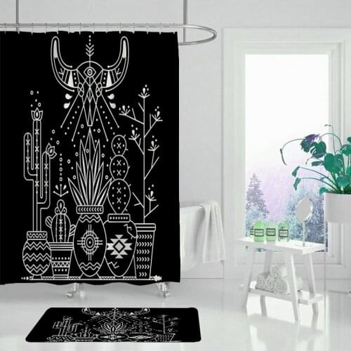 High quality polyester shower curtain divination eye bathroom curtain set non-slip mat carpet
