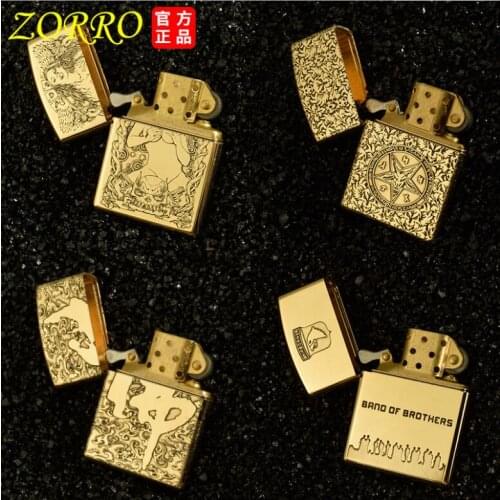 Zorro Lighter Z-912 Original Pure Copper Armor Heavy Machine Five Side Laser Engraving Classic Pattern Series Kerosene Lighter