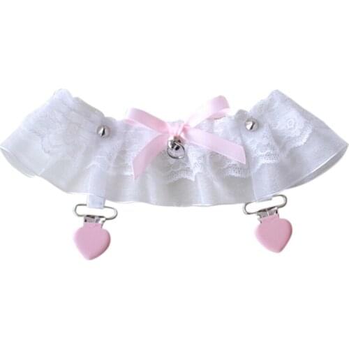 Y166 Women Ruffles Lace Sexy Thigh Ring Accessories Japanese Lolita Suspender Socks Heart Clip Gothic Punk Rivets Leg Garter