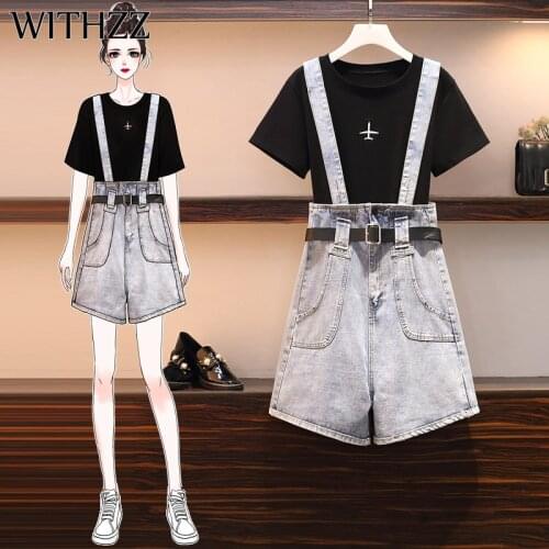 WITHZZ Spring Summer Womens Jeans High Waist Loose Plus Size Cute Denim Rompers Overalls