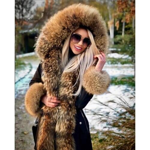 Winter Women fleece inside parkas plus size thick warm mid-Long Hooded parkas Jackets fur inside female slim padding parkas