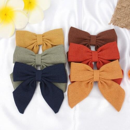 1 Pc 2021 Bow Hairpin Cute Girl Clip Women Hairband Solid Color Linen Fashion Girl Hairpin accessori capelli