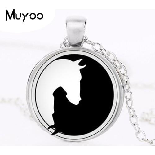 1pcs/lot Yin Yang Horse Logo 2Styles Round Pendant Necklace Long Chian Statement Handmade Necklace For Women HZ1