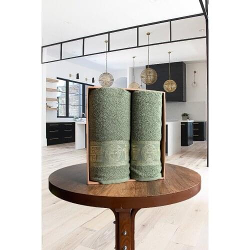 OceanLand Medusa Patterned 2 Pcs Bath Towel Set / Hammam Set 100% Cotton high water absorption Modern Elegance Colorful