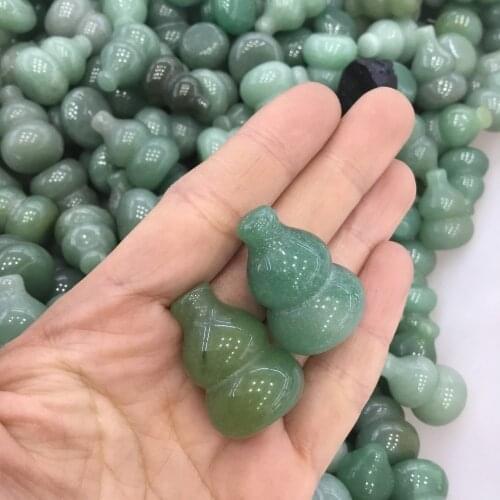 2pcs Natural Green Aventurine carved gourd Green crystal stone cucurbit for decoration