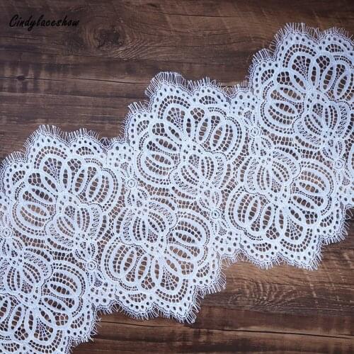 3 Meter/Lot 23.5cm Width White Black Eyelashes Lace Trimmings Fabrics Wedding Dress Clothing Bra Handmade lace Trims DIY Crafts