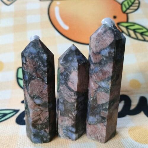 3PCS Natural GlaucophanE Stones And Crystals Tower Craft Wicca Quartz Stones Pyramid Wand Point Home Decor Feng Shui Healing