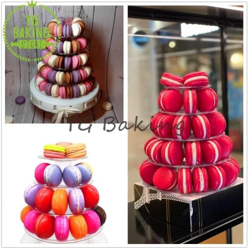 6 Layer Macarons Display Tower Wedding Fondant Cake Decorating Supplies PVC Macaron Tower Stand Fondant Kitchen Cake Tool