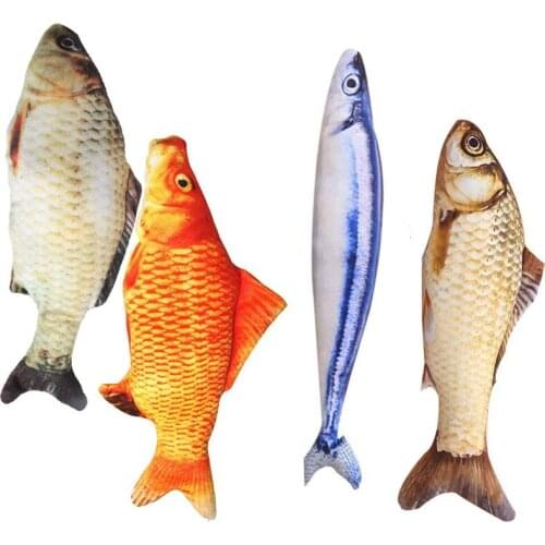 40CM Simulation Fish Toys Cat Pet Catnip Doll Funny Baby Plush Stuffed Soft Pillow Zipper Design Washable Toy For Kids Gift