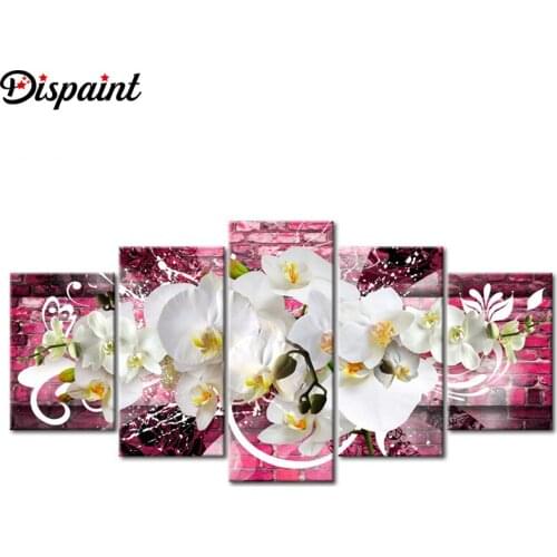 Dispaint 5pcs Full Square/Round Drill 5D DIY Diamond Painting "Flower orchid" Multi-picture Combination Embroidery 5D Decor
