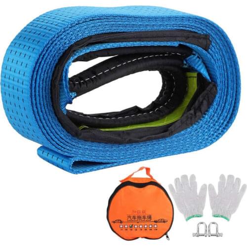 Car tools car accessories 5m/16.4ft Recovery Tow Strap Kit 8Tons Break Strength Winch Tie Down Rope Winch Rings Set with