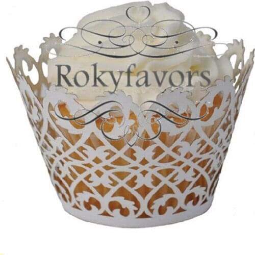 Free Shipping 500PCS Wedding Party Supplies Lace Filigree Laser Cut Cupcake Wrapper Cake Table Decoration Favors