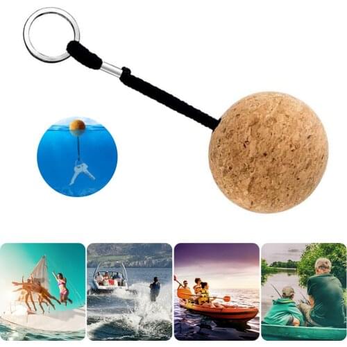 50mm Cork Ball Keychain Floating Buoy Key Chain Holder for Water Sports Beach Travel Fishing Diving Rowing Boats