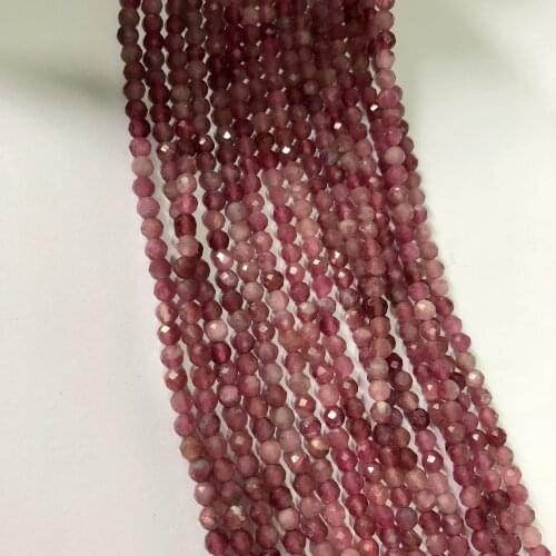 Natural Pink Tourmaline Beads Micro Faceted 2mm 3mm 4mm Tiny Tourmaline Bead Genunine Pink Gem Small Pink Gem Stone beads 15.5"