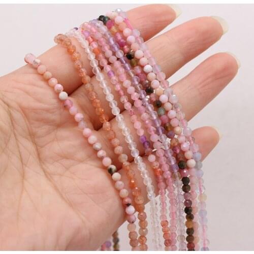 Small Beads Natural Semi-Precious Stones Tourmaline Faceted Beads for Jewelry Making DIY Necklace Bracelet Accessories 3mm