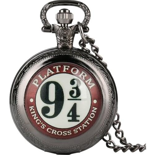 Harry Accessory 9 3/4 Pattern Quartz Pocket Watch for Men Delicate Pendant Women Slim Chain Necklace zegarek kieszonkowy