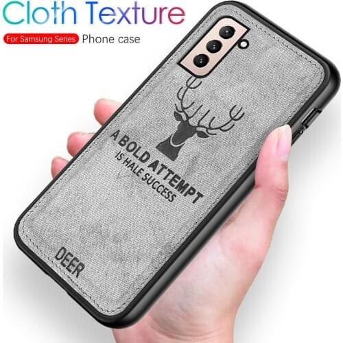 S21+ case deer pattern fabric cloth back covers for samsung galaxy s21ultra s 21 s21 plus ultra silicone frame shockproof coque
