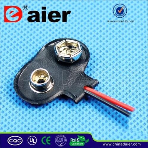 Daier DCK7 9V T-Type Plastical Soft Leather Button Battery Holder With Wire Leads