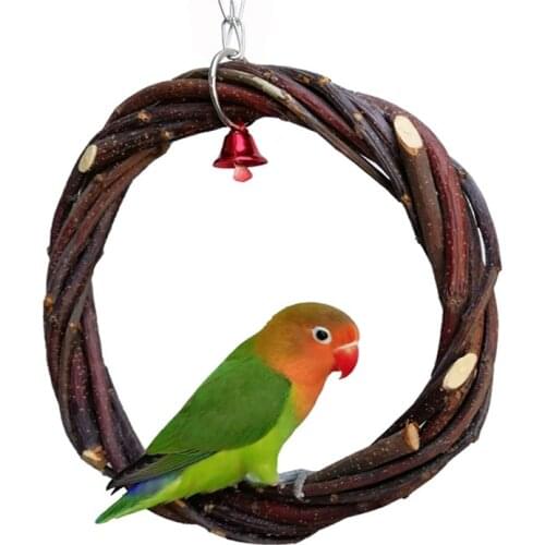 Wood Parrot Rope Hanging Braided Budgie Perch Toy Pet Bird Parrot Swing Cage Toy Chew Bite For Parakeet Cockatiel Cockatoo Conur