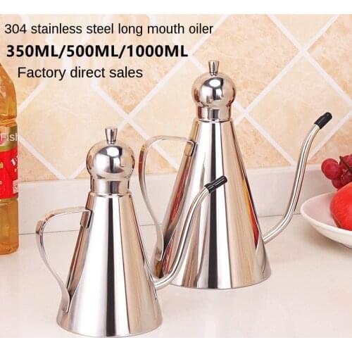 304 Stainless Steel Oil Jug Leak-proof Long Spout Containing Oil Bottle Household Vinegar Jug Large Capacity Soy Sauce Jug