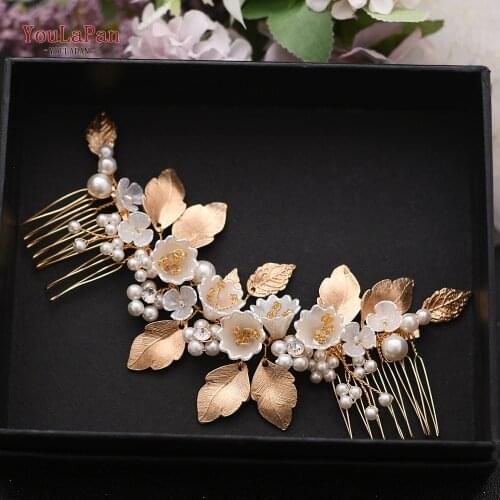 YouLaPan Floral Bridal Hair Piece Hair Combs for Wedding Bridal Hair Comb Wedding Hair Clip Alloy Leaf Hair Jewelry HP315