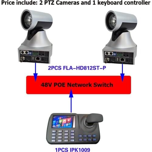 Keyboard Controller Video Conference Solution Kit 2MP 12x Optical Zoom HDMI SDI IP POE PTZ Camera for Remote Conferencing Room