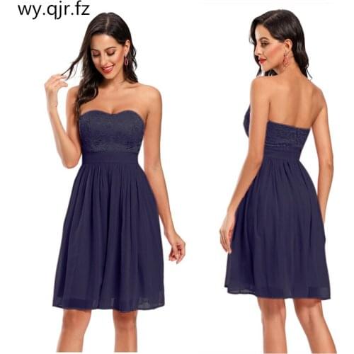 CD-070#Short bridesmaid dress lace Navy blue wine red pink Breast wrap wedding party prom dresses wholesale Girl birthday dress