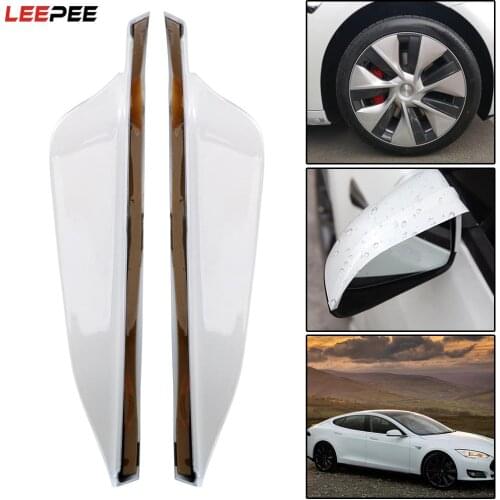 LEEPEE 2Pcs/set Auto Rear View Side Rain Shield For Tesla Model 3 Sun Visor Shade Protector Car Rearview Mirror Rain Eyebrow