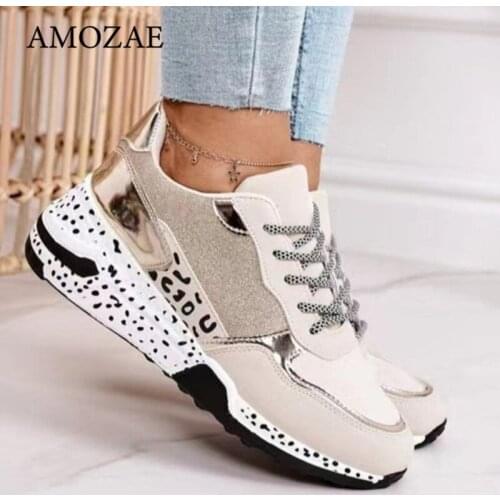 Sneakers Kids Girls Casual Leopard Print Vulcanize Lace Up Platform Sports Shoes For Women 2021 Spring Breathable Ladies Sneaker